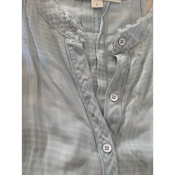 Cloth & stone womens large blue plaid dress shift sleeveless white - Picture 4 of 9